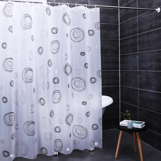 Myratts Plastic Shower Liner - Premium EVA 6G Thickened Shower Curtain Liner with Rustproof Grommets and 3 Weighted Magnets, Waterproof Shower Curtain for Bathroom(Black Circle)