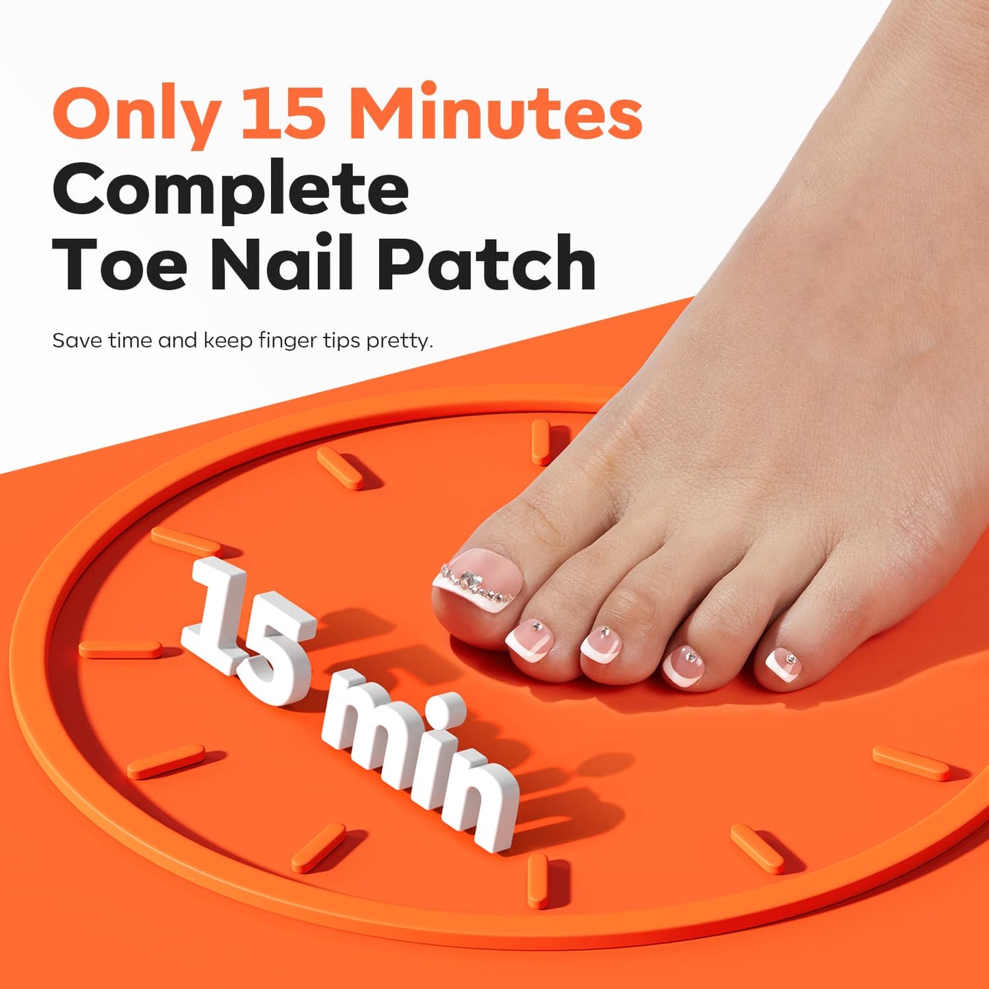Modelones Toe Nail Tips Short Square Soft Gel Tips Squoval Fake Press Ons Toe Nails Matte Full Cover Pre-shape Extension Home DIY Salon 240Pcs 15Sizes