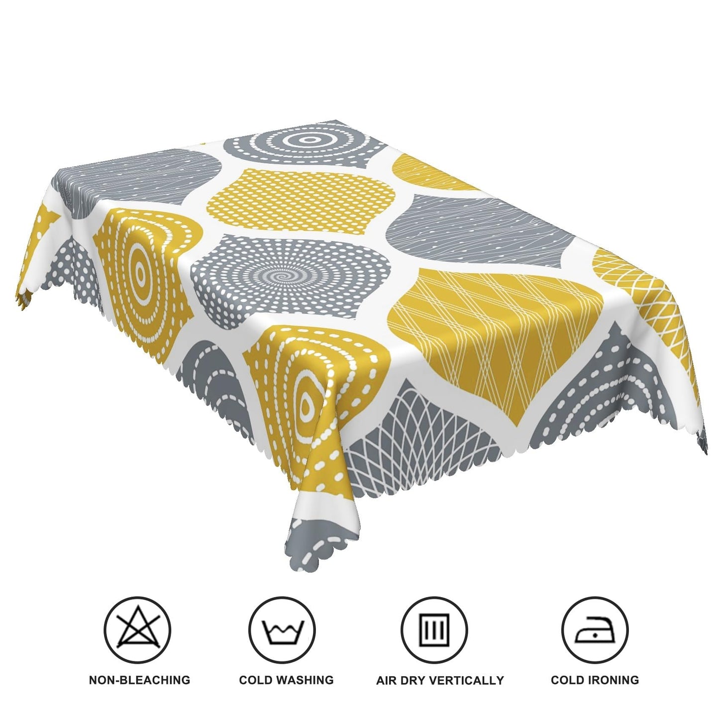 TTQYFNM 60x84inches Mid Century Tablecloth Yellow and Grey Modern Geometric Pattern Table Cloth Washable and Wrinkle Resistant Fabric Table Cover for Kitchen Dining Patio Cafe Restaurant Home