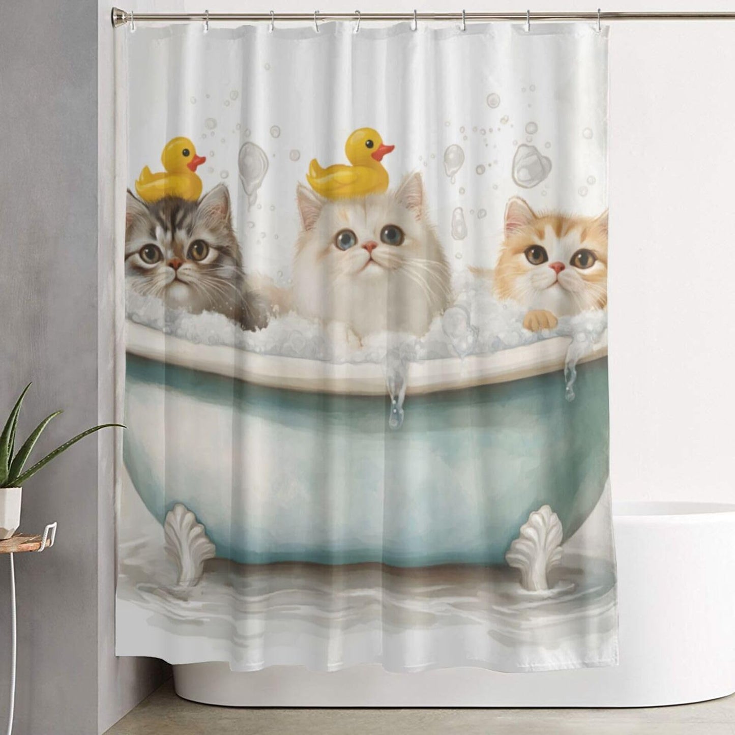 HEILIVIO Shower Curtain Cut cat Waterproof Fabric Stylish Durable Bathroom Decor,Quick-Dry,60x72inches,Includes Hooks