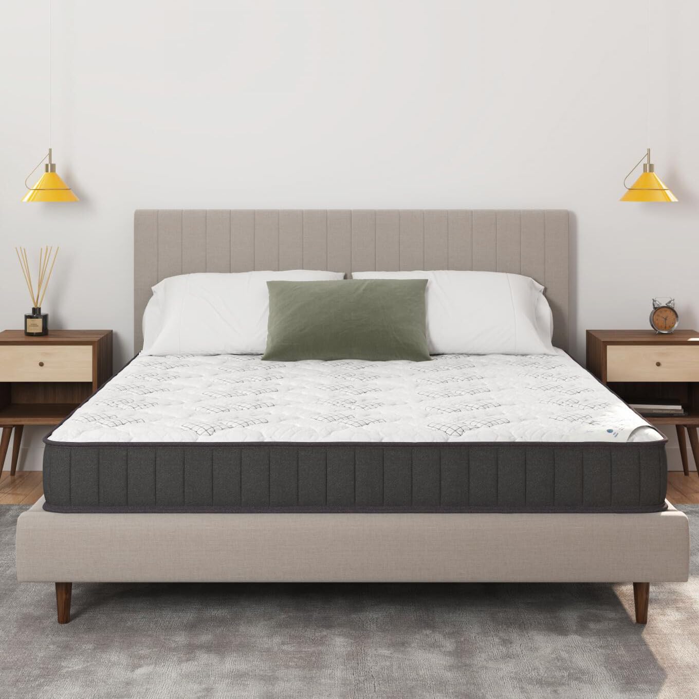 Ottomanson Full 9" Hybrid Mattress - Medium Firm Support - Made in USA - Individually Pocketed Coils & CertiPUR-US Foam - Fiberglass-Free - Bed in a Box