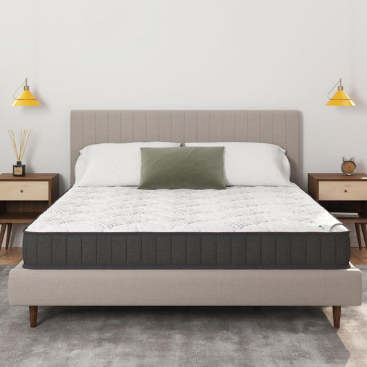 Ottomanson Full 9" Hybrid Mattress - Medium Firm Support - Made in USA - Individually Pocketed Coils & CertiPUR-US Foam - Fiberglass-Free - Bed in a Box