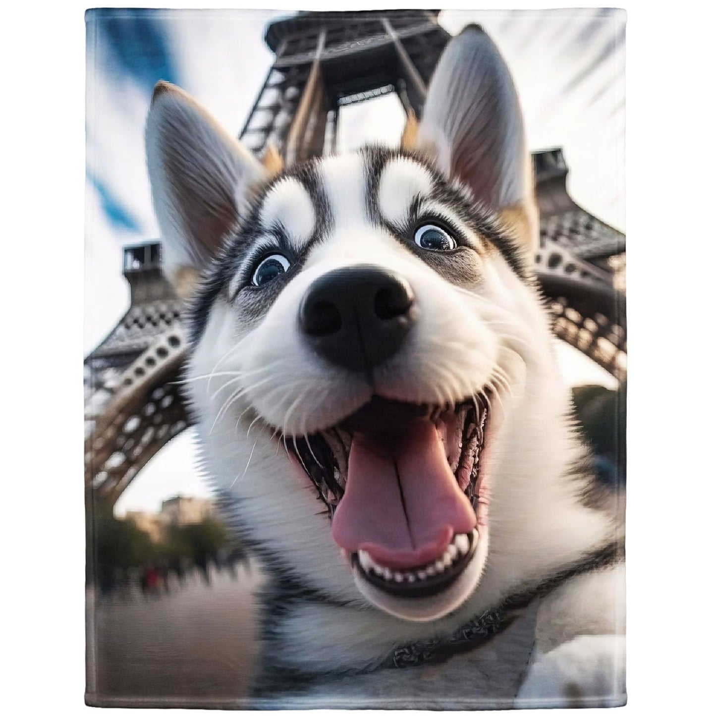 HommomH Cute Husky Throw Blanket, Puppy Selfie Fleece Blanket, Gifts for Dog Lovers, 50"x60"
