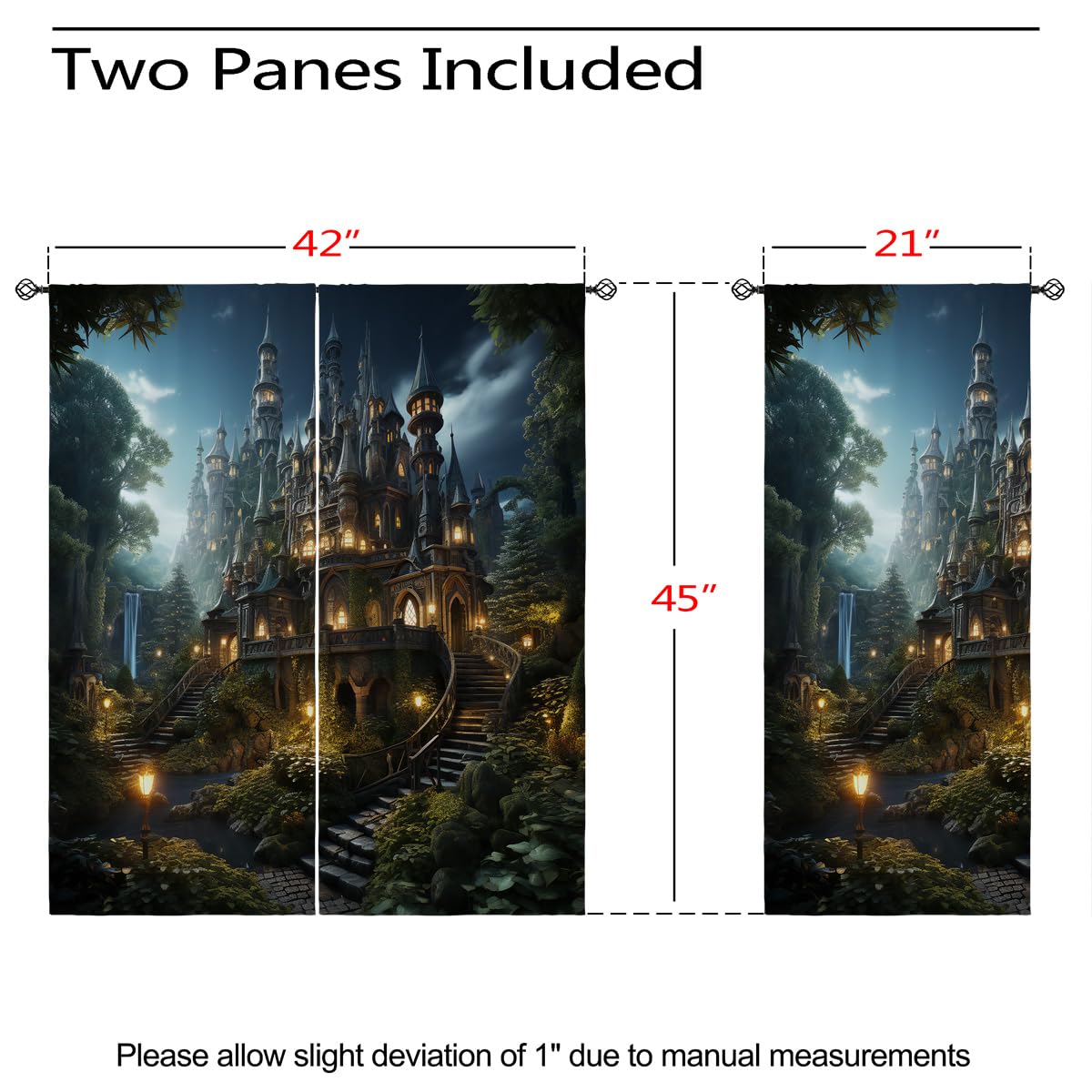 ONINUO Enchanted Castle Blackout Curtains for Girls Boy Home Decor, Magic Forest Fantasy Nature Grommet Thermal Insulated Drapes Darkening Window Curtain for Bedroom Living Room, 42 x 45 Inch