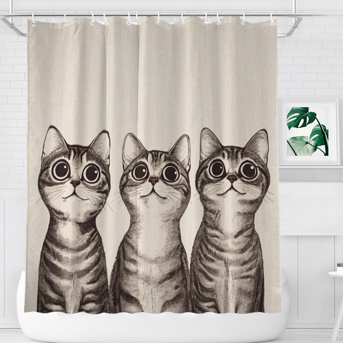 KEEPAEON Funny American Shorthair Bath Shower Curtain, Bathroom Curtain Washable Cloth Kids Shower Curtain Sets with 12 Hooks for Bathroom Decor, 72"x72"