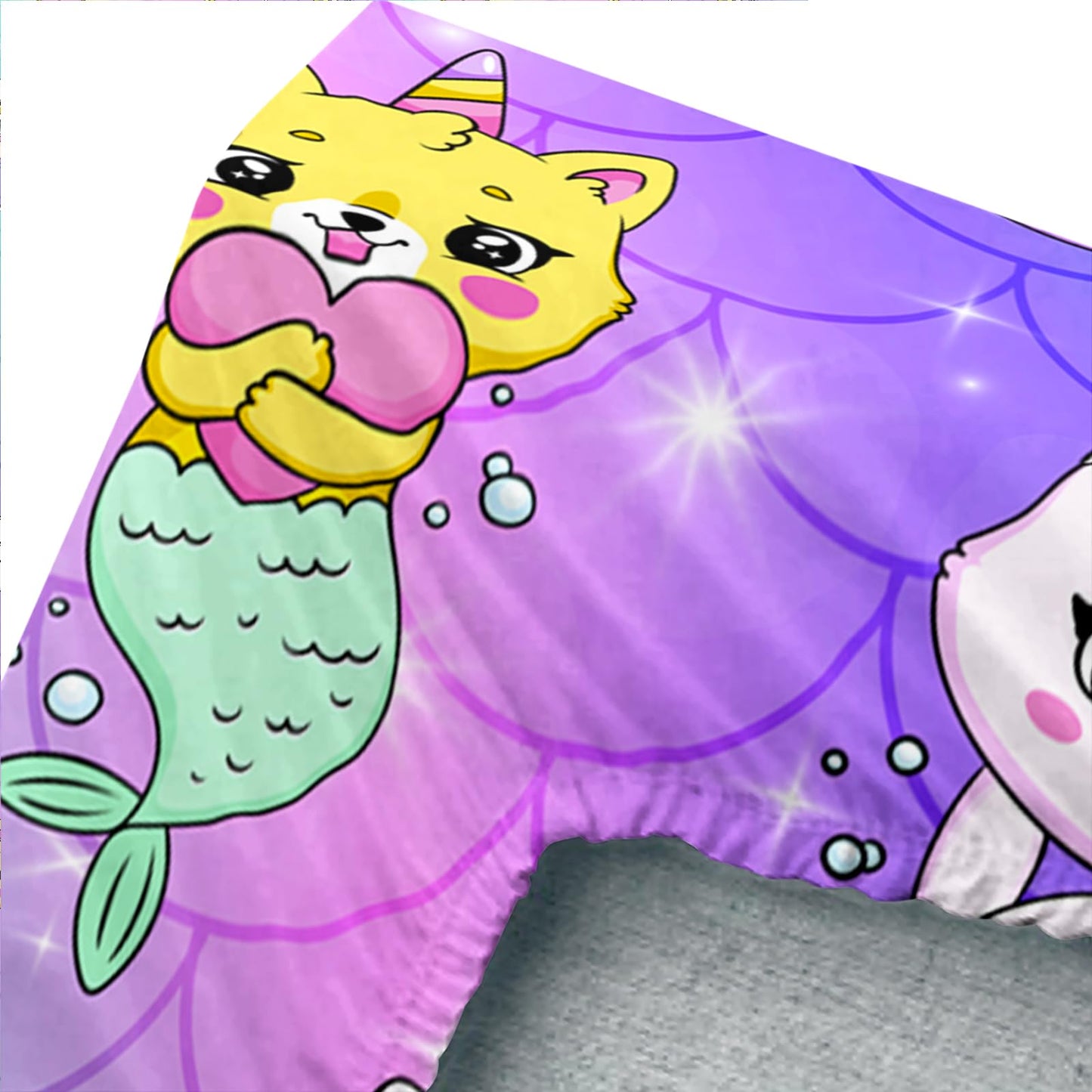 Axolotl Kawaii Unicorn Cat Sheets Set Twin,Rainbow Cartoon Cat Sheets Set,Mermaid Scales Bedding Set for Girls,Cats Bed Set,1 Flat Sheet 1 Fitted Sheet 2 Pillowcases,Pink Blue