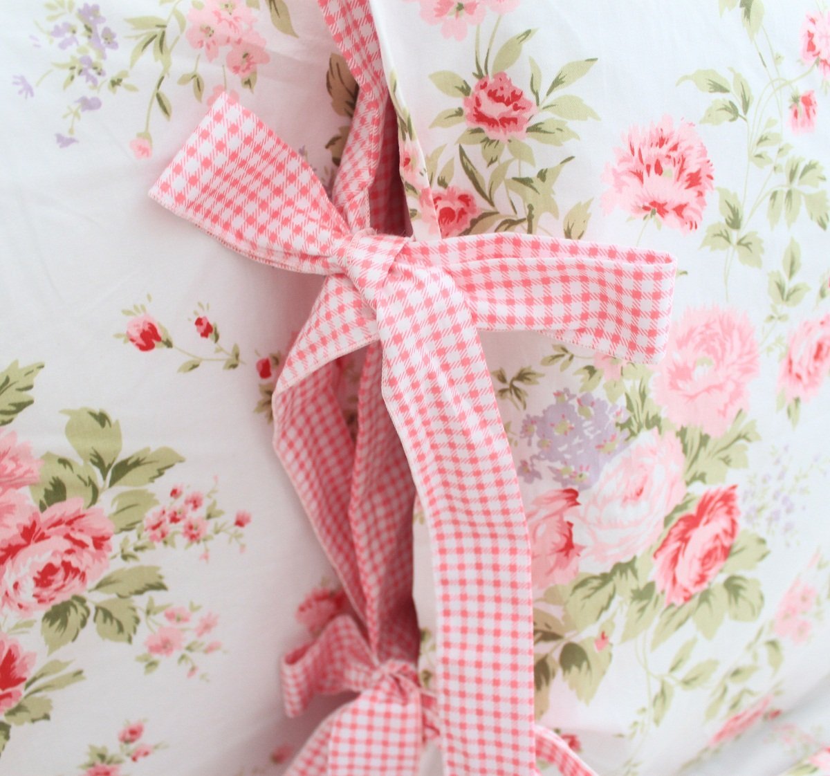 FADFAY Bed Sheets Pink Rose Floral Print Bed Sheet Set 4-Piece Full Size