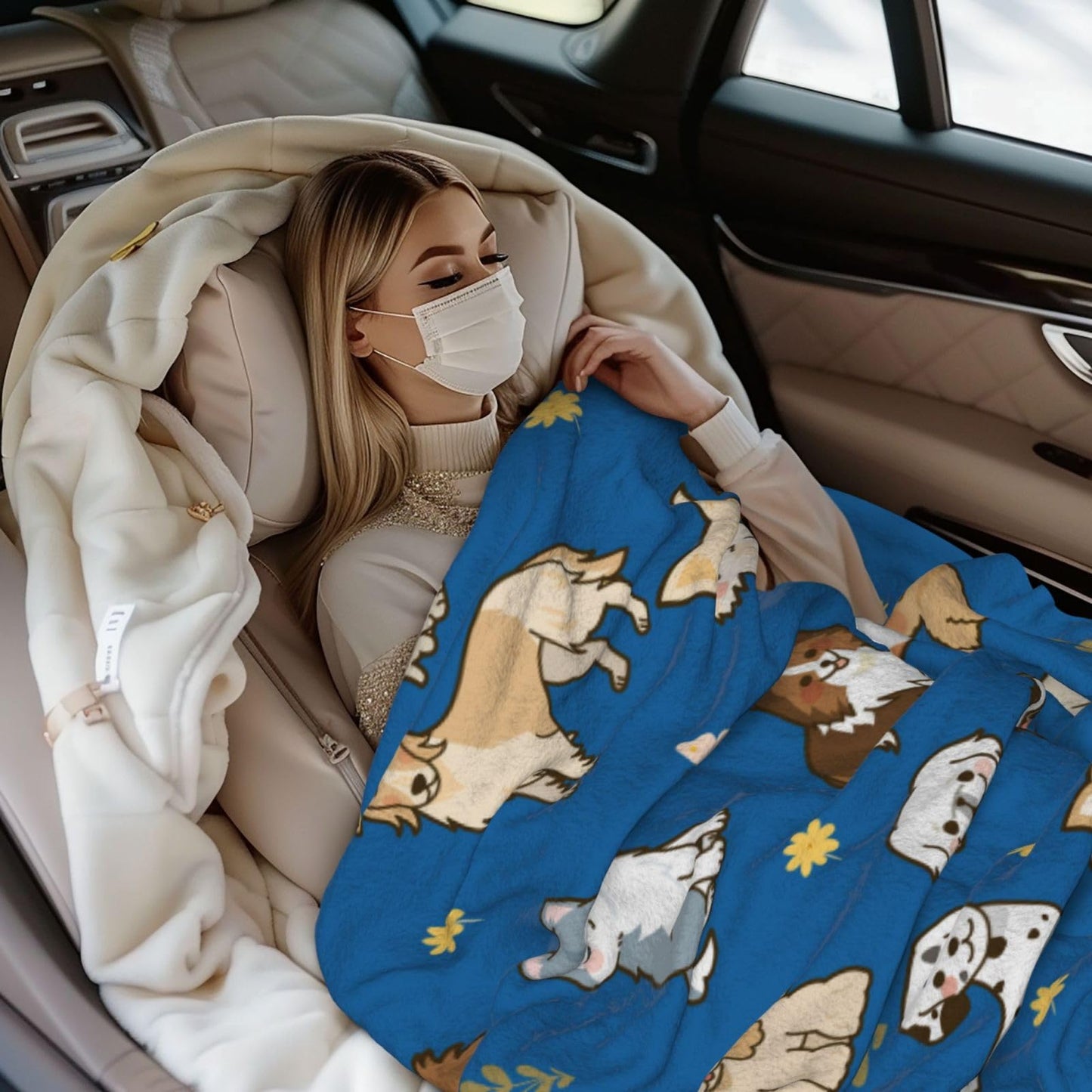 Cute Puppy Dog Throw Blanket Cozy Fluffy Plush Blanket Soft Flannel Throw Blanket for Kids Men Women Gift Sofa Bed Couch 50"x40" Christmas