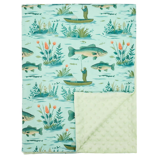 Baby Blanket for Boys Girls Super Soft Double Layer Minky with Dotted Backing Cute Cow Crib Receiving Blanket Bed Throws for Newborns Nursery Stroller Toddler 30 x 40 Inch (Fish)