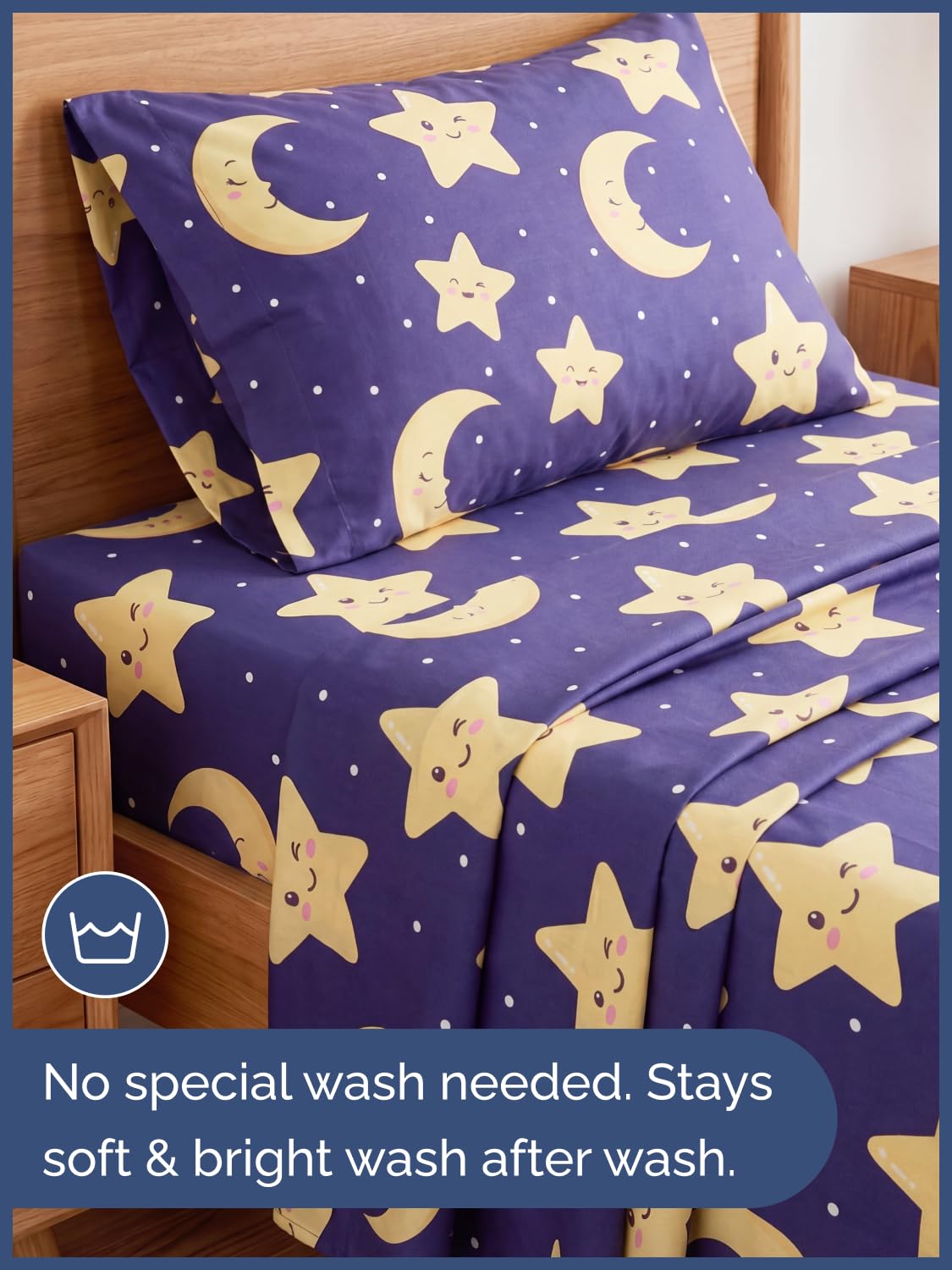 CGK Unlimited Kids Twinkle Stars Twin 3 Piece Sheet Set - Boys, Girls, Teens, Toddler - Easy Fit Deep Pockets - Soft, Cooling & Breathable Sheets - Cute, Cozy, Fade & Wrinkle Free - Machine Washable