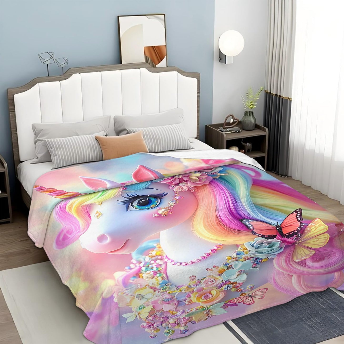 Tijuboni Pink Unicorn Throw Blanket Unicorn Gifts for Girls Women Boys Men Kids Adults Soft Flannel Fleece Blanket for Couch Sofa Bed Home Decor 40"x50"