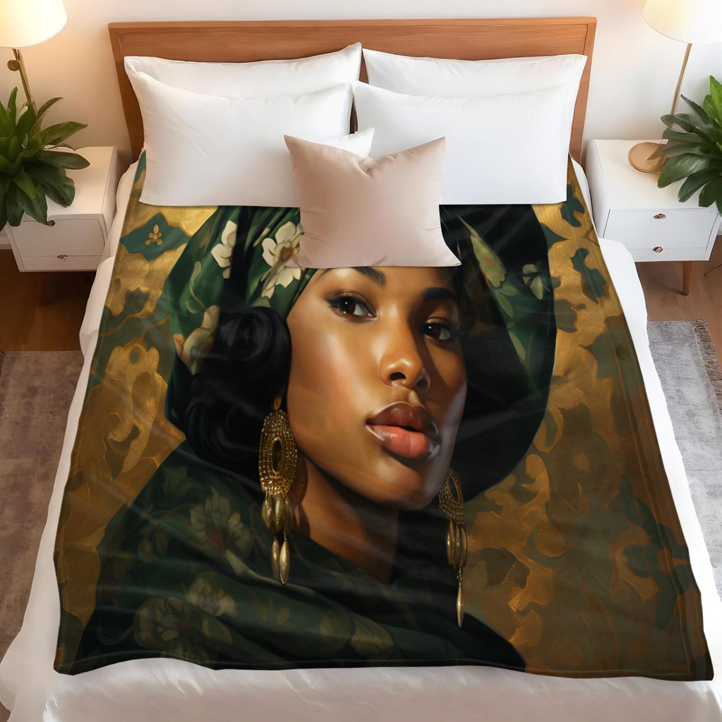 African Woman Throw Blanket African American Blankets for Couch Bed Sofa Black Woman Blankets and Throws - Super Soft Cozy Fuzzy Plush Flannel Blanket & Gifts