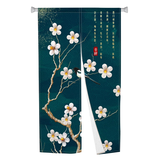 XMJJKUF Japanese Doorway Curtain Noren Flower Printed Japanese Kitchen Door Curtains Window Treatment Long Type Door Tapestry Panel for Hanging Bar Bedroom Divider Home Decor, 33.5"x 70.9"