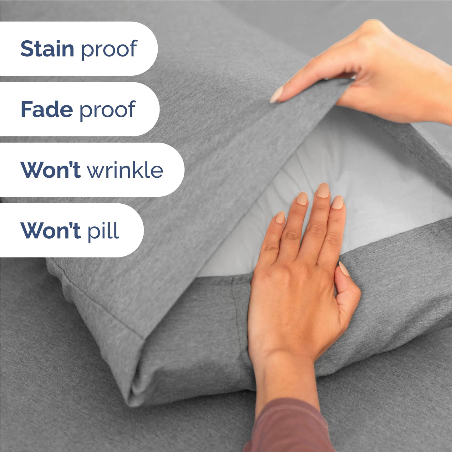 Full Size 4 Piece Sheet Set - Comfy Breathable & Cooling Sheets - Hotel Luxury Bed Sheets for Women & Men - Deep Pockets, Easy-Fit, Soft & Wrinkle Free Sheets - Heathered Grey Oeko-Tex Bed Sheet Set