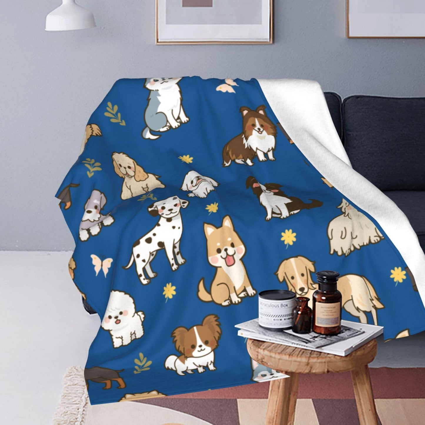 Cute Puppy Dog Throw Blanket Cozy Fluffy Plush Blanket Soft Flannel Throw Blanket for Kids Men Women Gift Sofa Bed Couch 50"x40" Christmas
