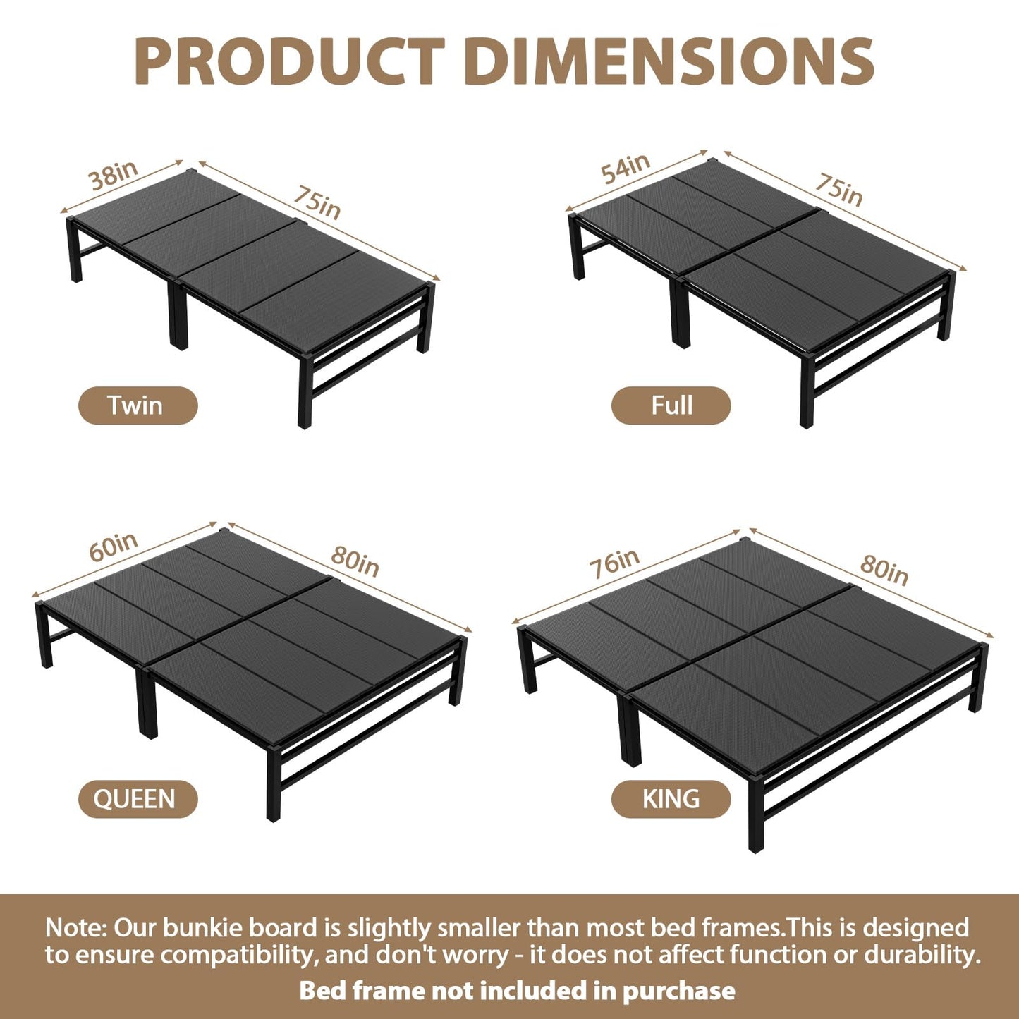 Xenohuaxis Heavy Duty Bunkie Board King Size 76"x80",10MM Bed Support Board, Anti-Sag Mattress Support for Slatted Bed Frame, Bunk Bed & Platform Bed