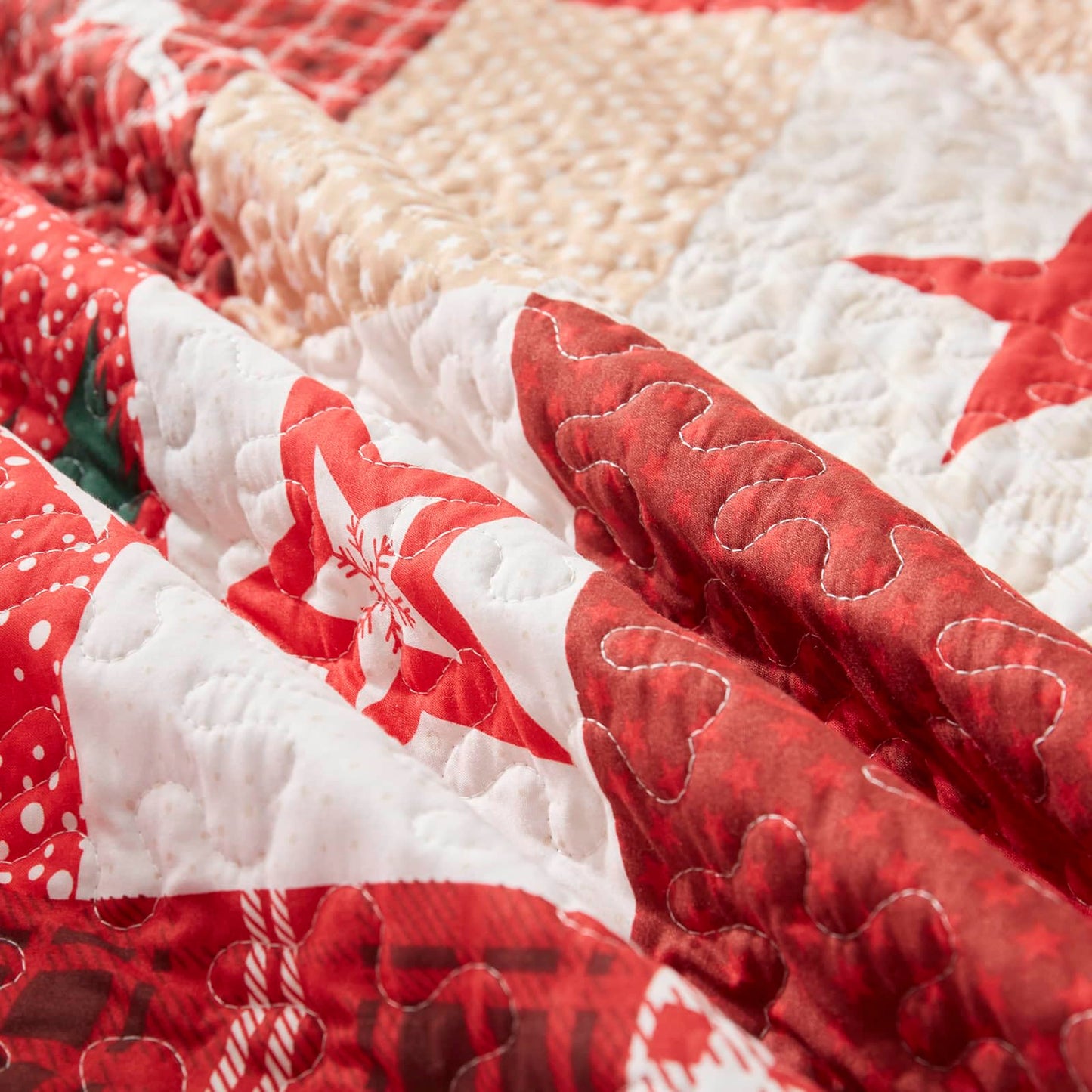 LEAONME Christmas Quilt Set 3-Piece King Size Bedspread Coverlet 98''x106'' Lightweight Patchwork Oversized Bedding Set with 2 Pillow Shams for All Seasons