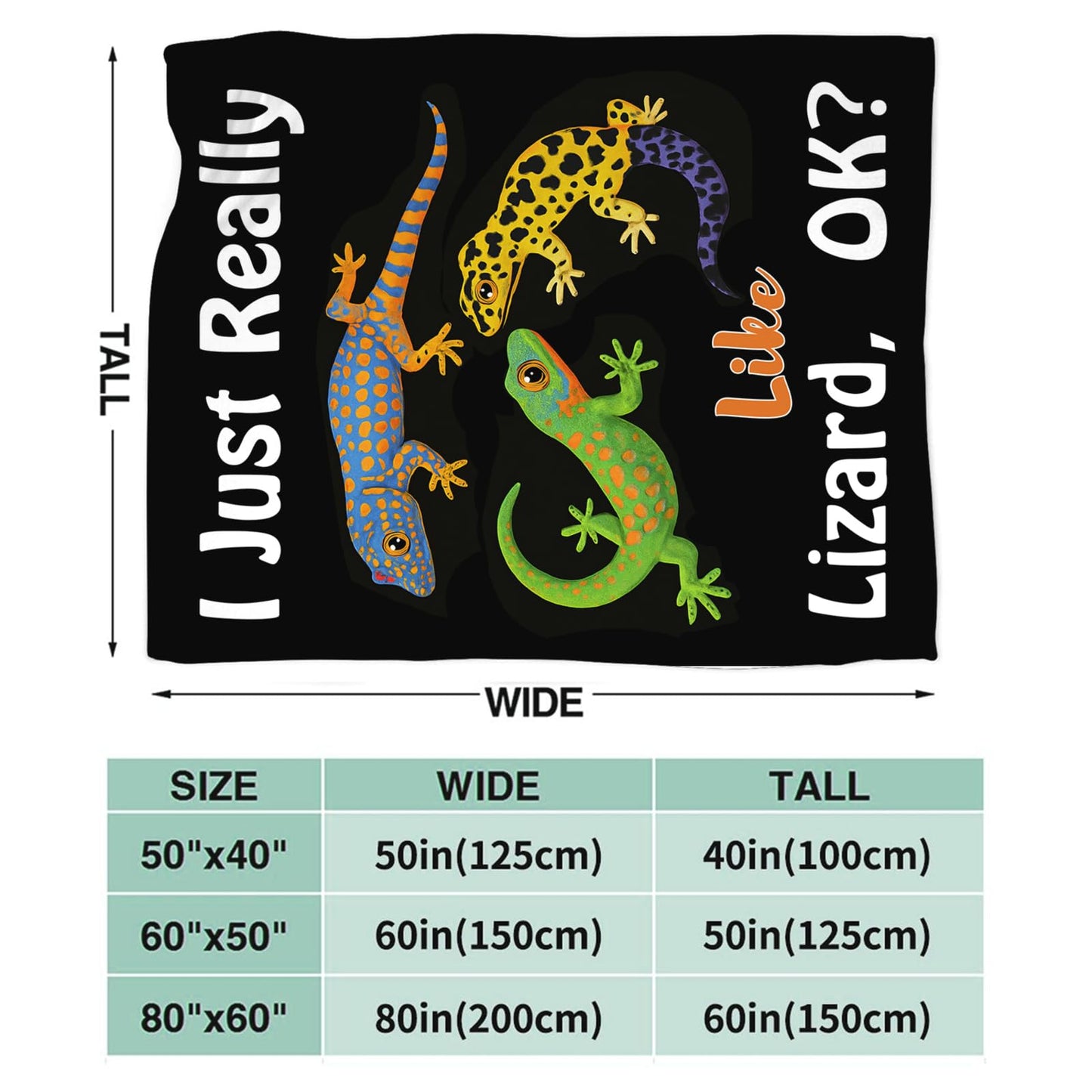 Baegopa Lizard Blanket Gifts Reptiles Lovers Throw 50"X40"