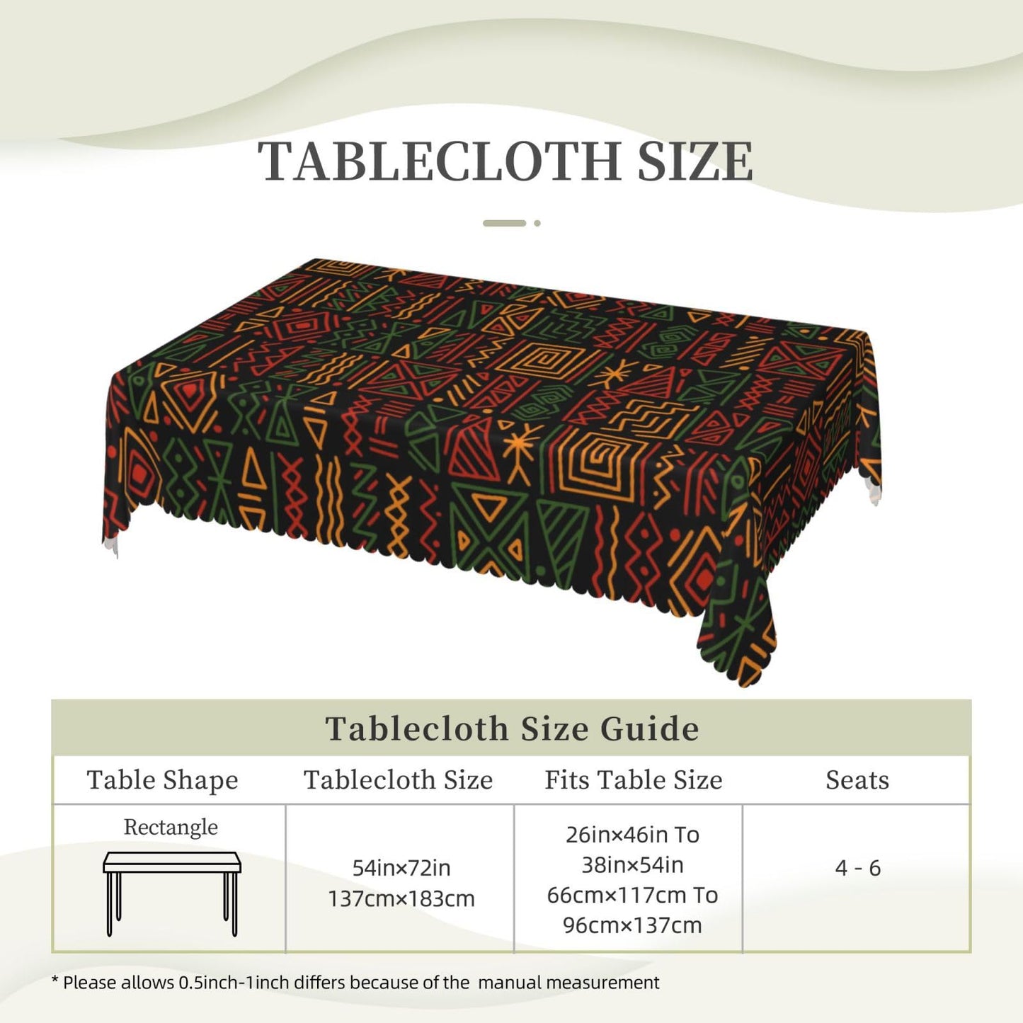 JIANKESEN African Tribal Tablecloth Rectangle Geometric Totems Ethnic Tribal Clash Traditional Table Cloth Wrinkle Resistant Table Cover for Kitchen Dining Party Decorations 54 x 72 Inch