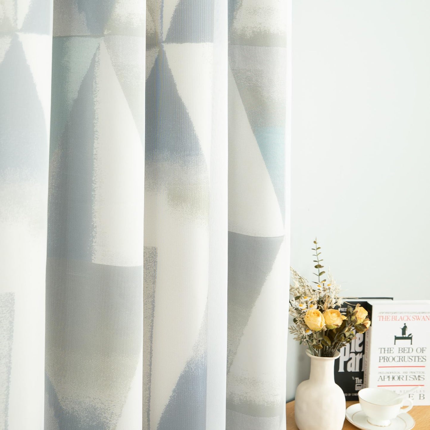 Leeva Elegant Blackout Curtains and Sheer Layered, Grommet Window Curtain Panels with Tiebacks, Light Filtering Drapes for Bedroom Partition Room Dividers, 52 x 96
