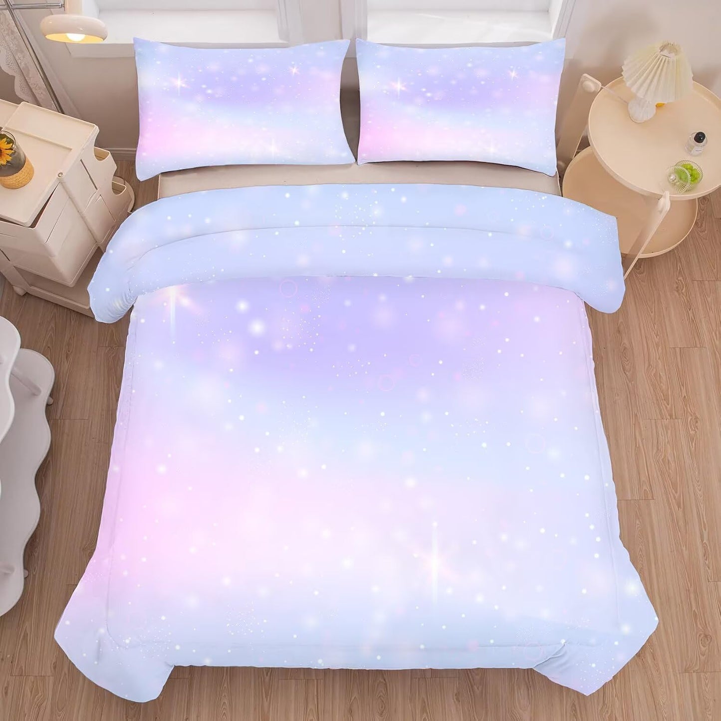 kxry Purple Galaxy Comforter Set Full Size Dreamy Soft Duvet Bedding