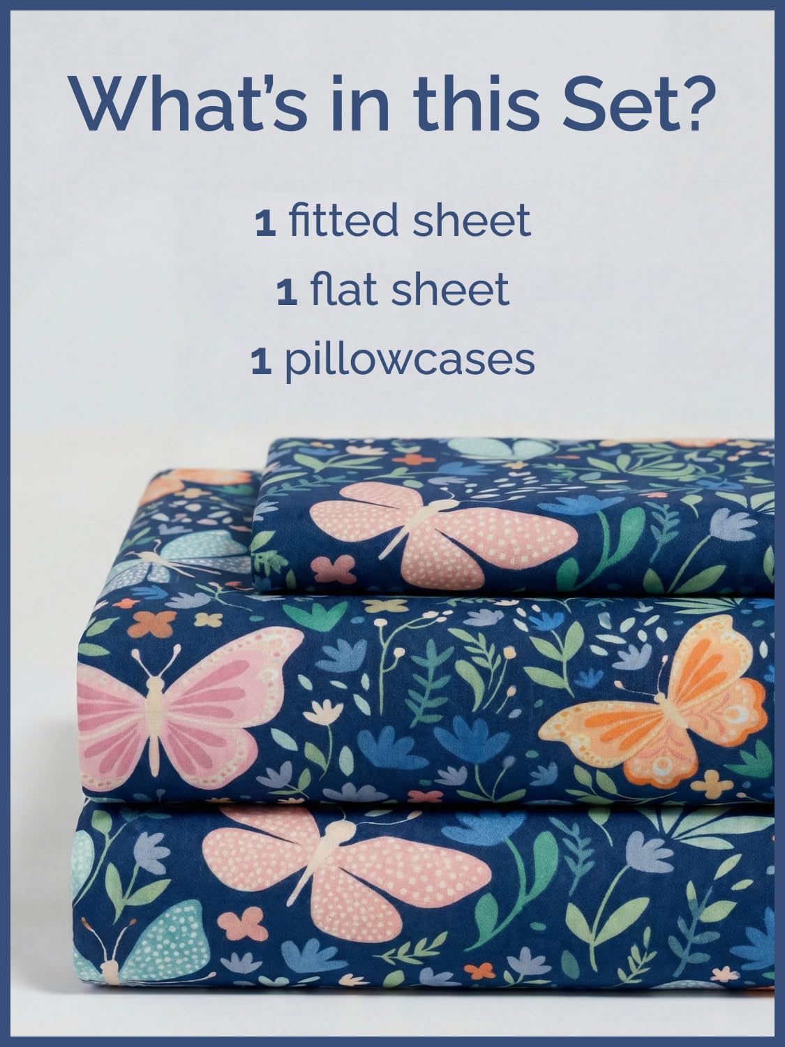 CGK Unlimited Kids Butterfly Meadow Twin 3 Piece Sheet Set - Boys, Girls, Teens, Toddler - Easy Fit Deep Pockets - Soft, Cooling & Breathable Sheets - Cozy, Fade and Wrinkle Free - Machine Washable