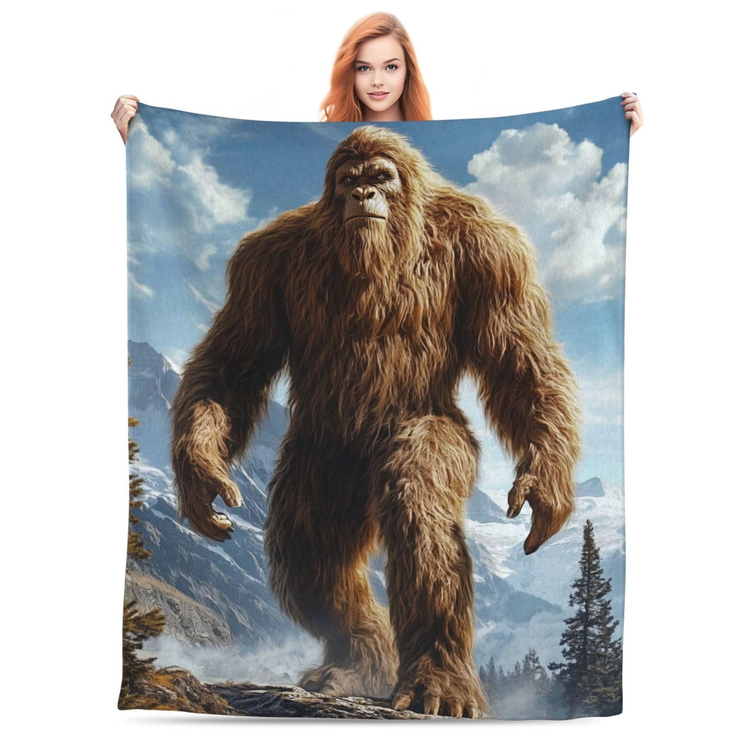 Cute Bigfoot Blanket, Bigfoot Gifts for Women Adults, Lightweight Soft Forest Bigfoot Theme Throw Blankets for Bed Sofa Living Room Travel Decor 50"x60"
