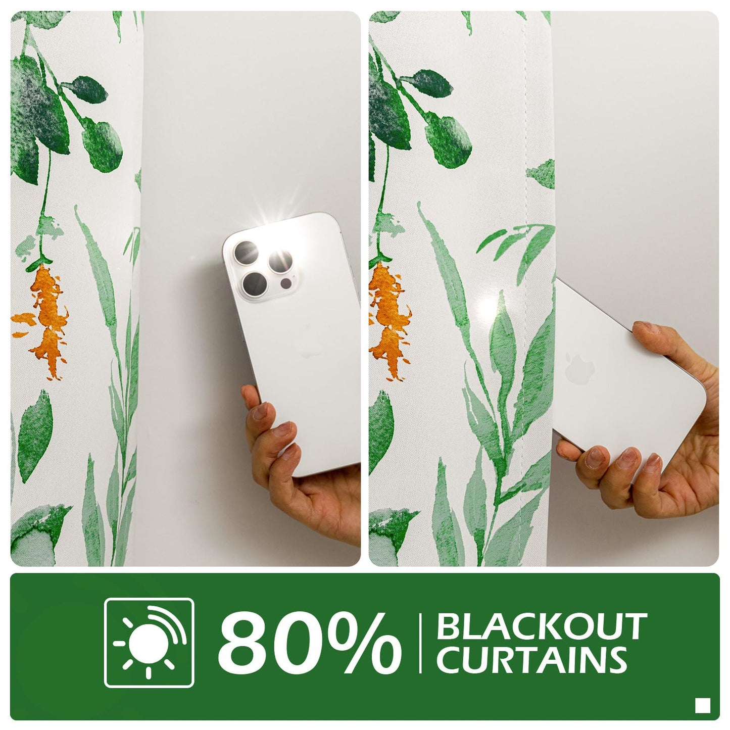 MYSKY HOME Sage Green Floral Blackout Curtains 84 inch Long 2 Panels for Living Room Bedroom Summer Flower Patterned Room Darkening Light Blocking Grommet Window Drapes, 52" W, Yellow and Green