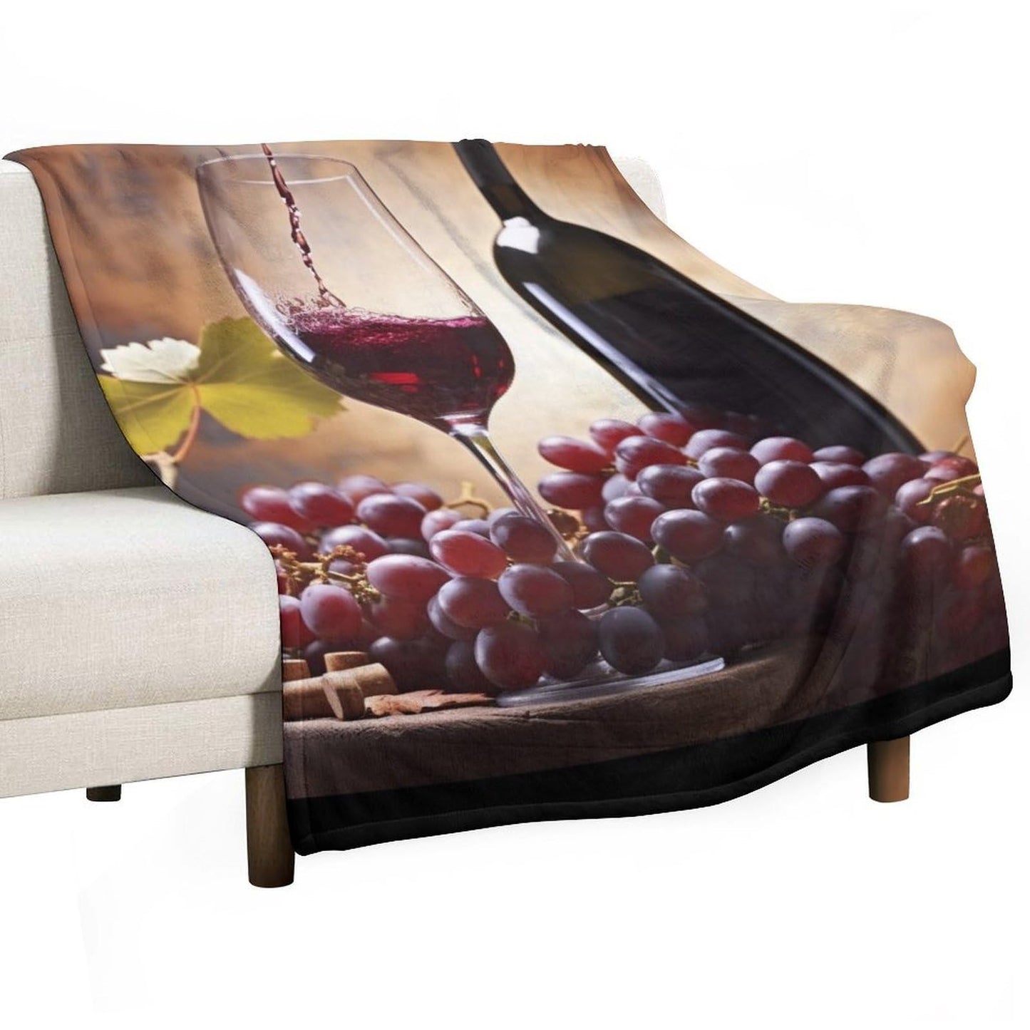 Vuiopuf Grape Wine Print Blanket Lightweight Wrinkle-Resistant for Cozy Lounging, Picnics, Yoga, Decor Gifting