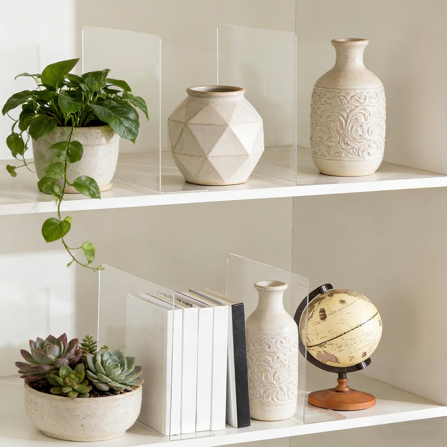 Lebouri Shelf Dividers for Closet Organization: 10" Tall x 12" Deep Acrylic Closet Shelf Dividers for Clothes Sweater Purse - Clear Organizers and Storage Separators for Home Space Saver Enthusiasts