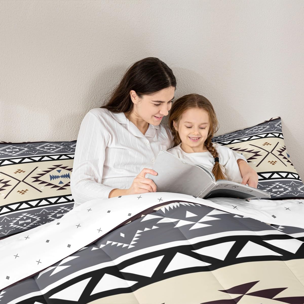 jejeloiu Boho Western Kids Comforter Set Queen Size Bohemian Southwestern Bedding Set Aztec Decor Duvet Quilt for Kids Boys Girls Bedroom Farmhouse Country Ultra Soft Breathable