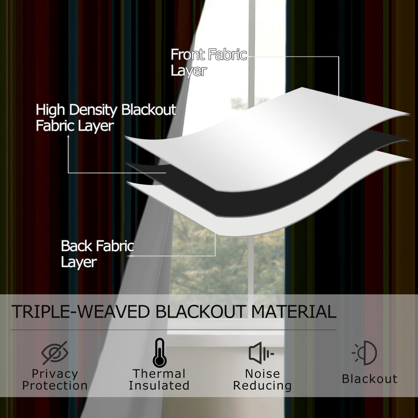 Solvivae Boho Blackout Curtains 63 Inch Length, Boho Colorful Stripes Curtains for Bedroom Living Room, Room Darkening Thermal Insulated Grommet Drapes, Patterned Window Treatments