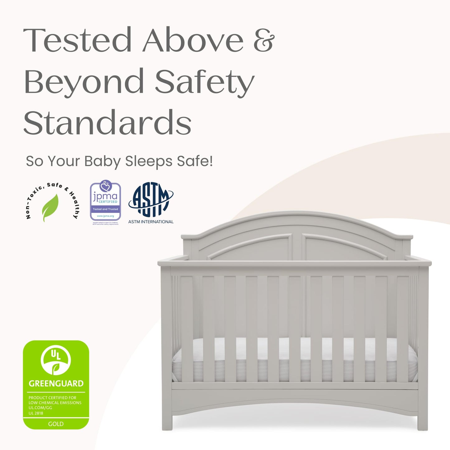 Delta Children Perry 6-in-1 Convertible Crib - Greenguard Gold Certified, Moonstruck Grey