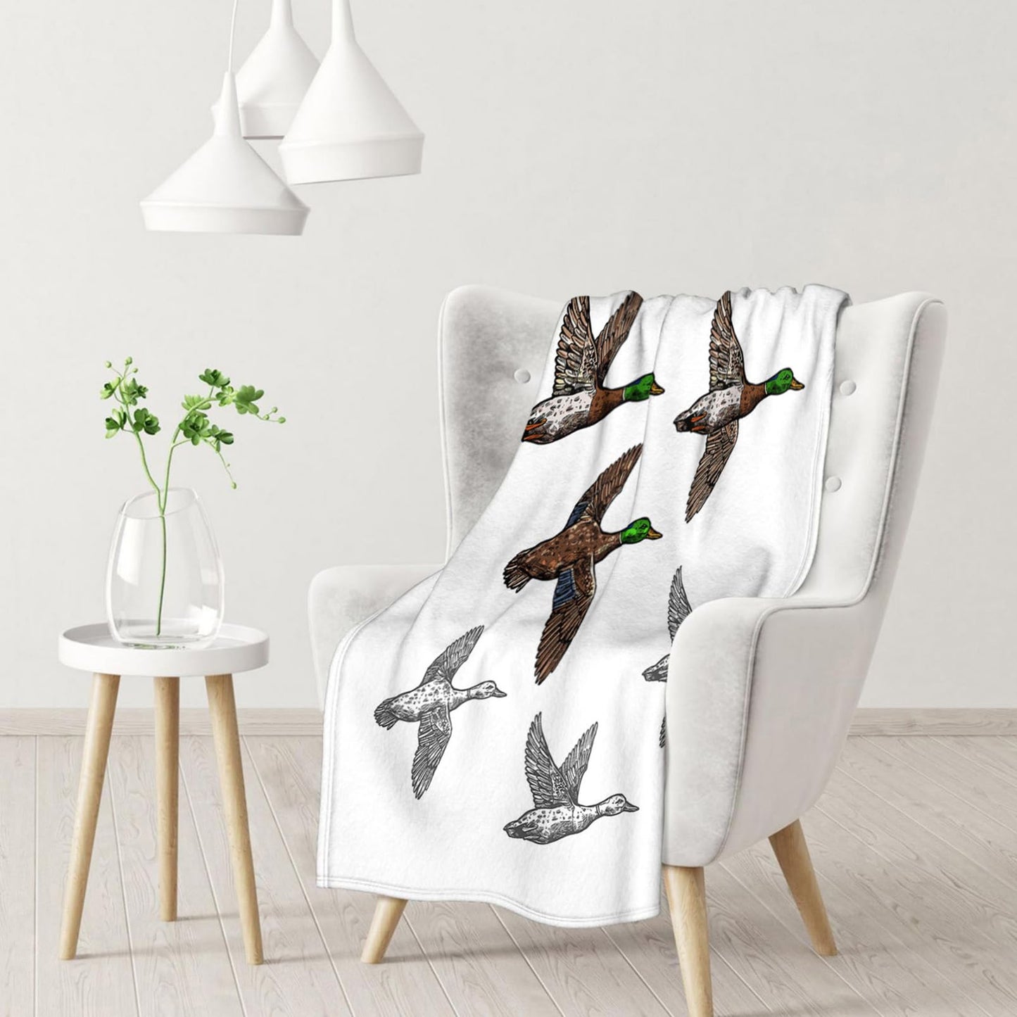 Throw Blanket 50x60 Inch,Duck Mallard Wild Bird Cozy Soft Lightweight Fuzzy Flannel Blanket 60x50 Inch Suitable for Couch Bed Sofa Living Room in All Seasons