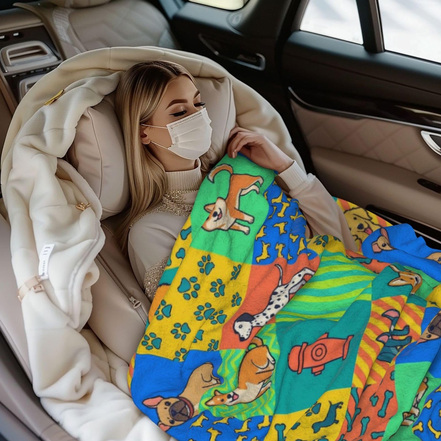 Gbuzozie Cute Dogs Paws and Bones Fleece Blanket Lightweight Ultra-Soft Pet Animal Gift for Dog Lover Throw Blanket for Sofa Couch Bed Camping Travel - Super Soft Cozy Microfiber Blanket 60"X50"