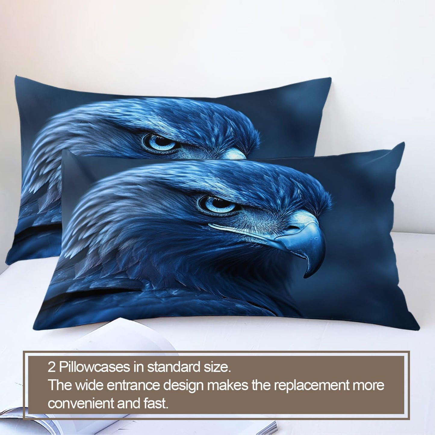 PAISUOQ Eagle Bedding Sets, Animal Eagle Duvet Cover Queen, Animals Comforter Cover with Zipper Ties, 3 Pieces with 2 Pillowcases, Home Decor & Gifts