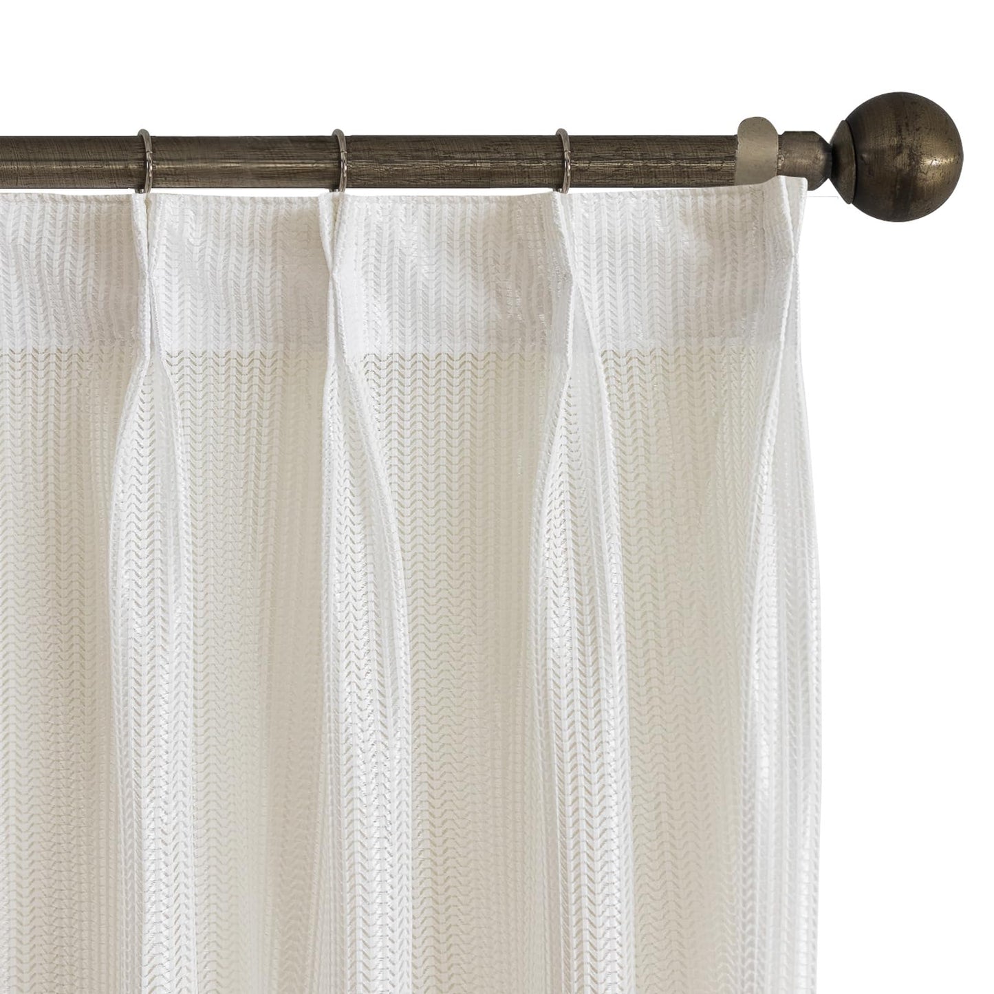 LETAU Off White Sheer Curtains 96 inches Long, Pinch Pleated Lace Little Waves Window Sheer Curtains Panels Drapery, 42" W x 96" L, 2 Panels