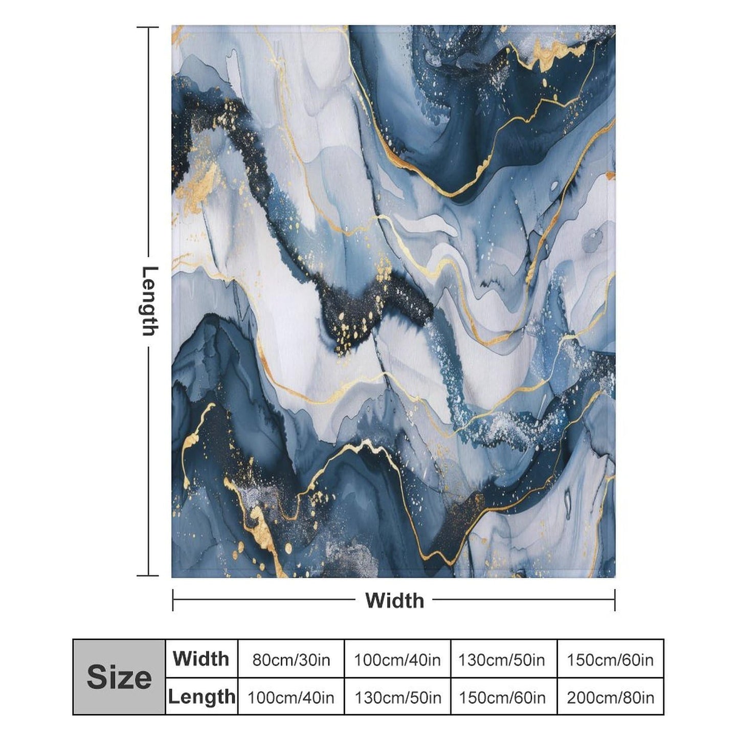 Marble Throw Blanket, Modern Abstract Foil Stone Texture Gold Navy Blue Marble Super Soft Fuzzy Fluffy Blanket for Couch & Bed, Cozy Sofa Warm Blanket for Travel Camping 40"x50"