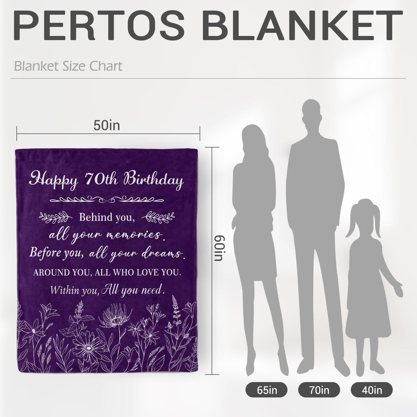 Jekeno 70th Birthday Gifts for Women Mother, Best 1955 Birthday Gift for 70 Year Old Woman Mom, Happy 70th Women Birthday Decorations, 70th Woman Christmas Ideas, Soft Cozy Plush Throw Blanket 50"X60"