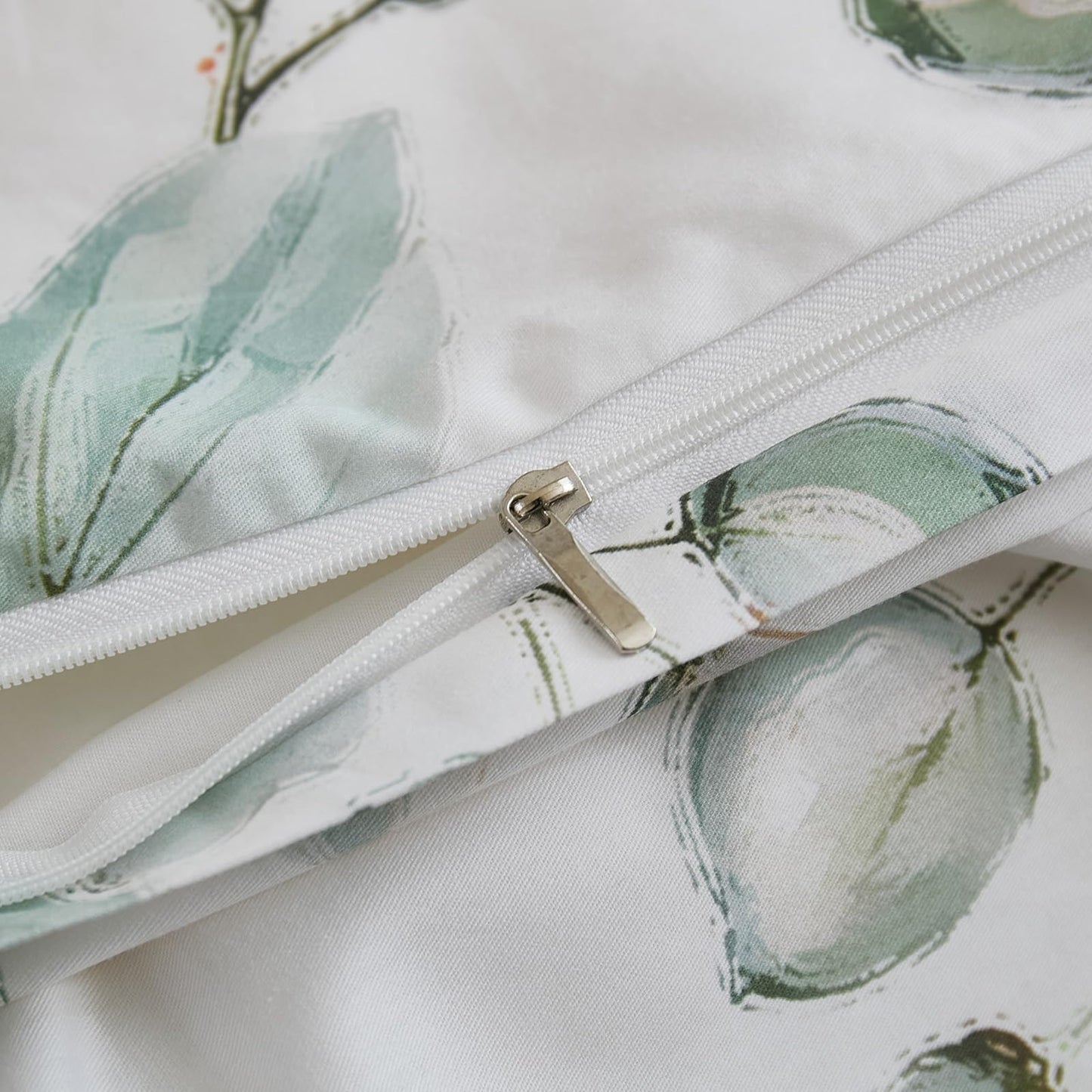Cozaline 100% Cotton Duvet Cover King Size – Eucalyptus Botanical Print Green Floral Duvet Cover Set, 3-Piece Soft Breathable Natural Premium Cotton Bedding Set for All Seasons