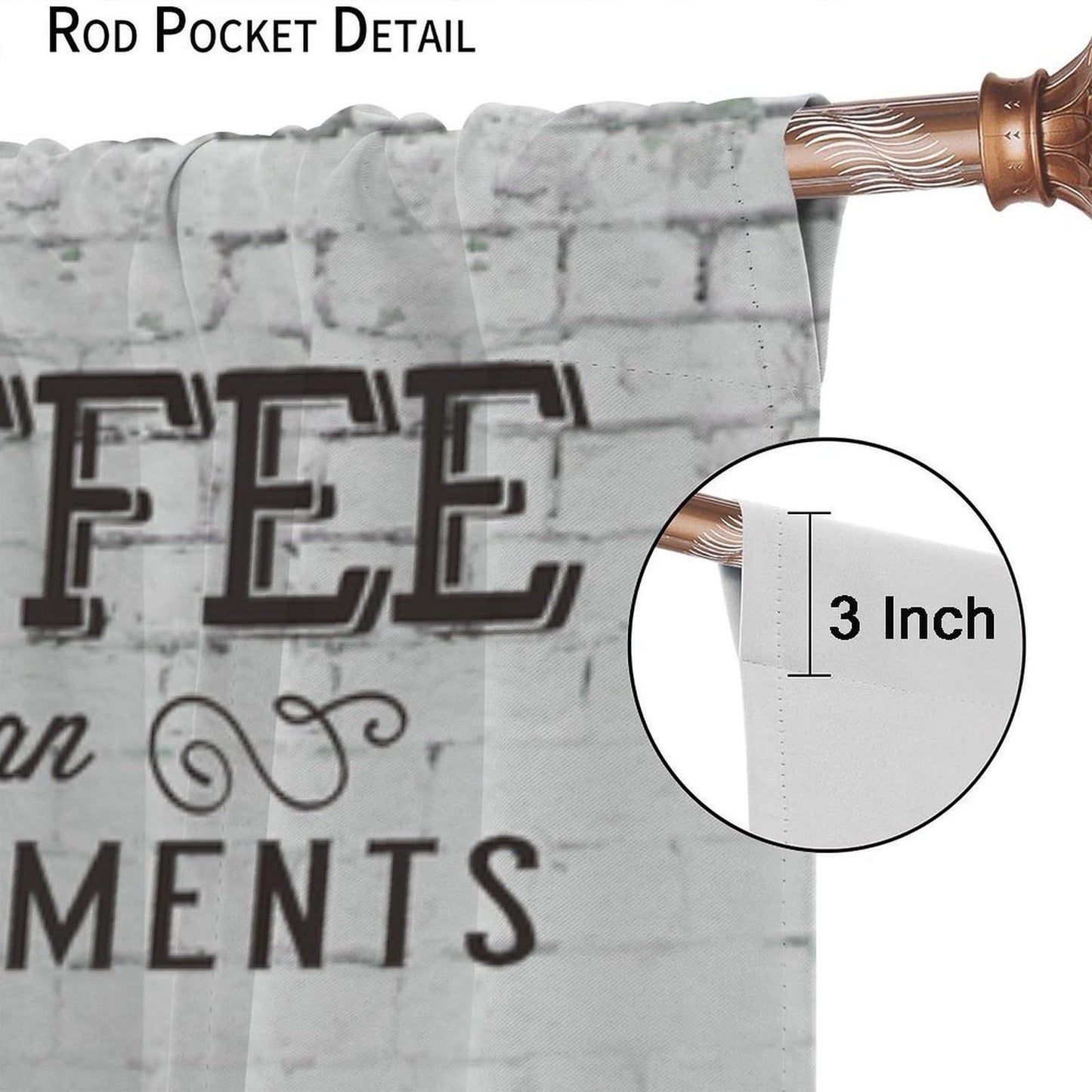 Coffee Kitchen Curtains Vintage Hand Drawn Coffee Themed Curtains Rod Pocket Window Treatment for Bedroom Living Room 2 Panels 41"x 45"(No Blackout)
