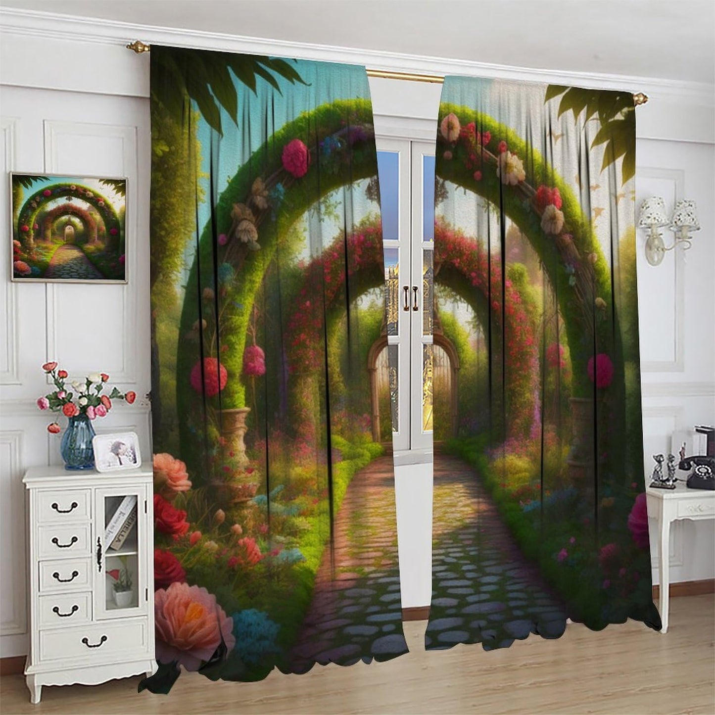 DDCBNS Fantasy Nature Windows Curtains,Magical Garden Fairytale Window Treatments for Bedroom Living Room Dreamland Landscape Flower Drapes 2 Panels Set,Total Size 42 x 45 Inch