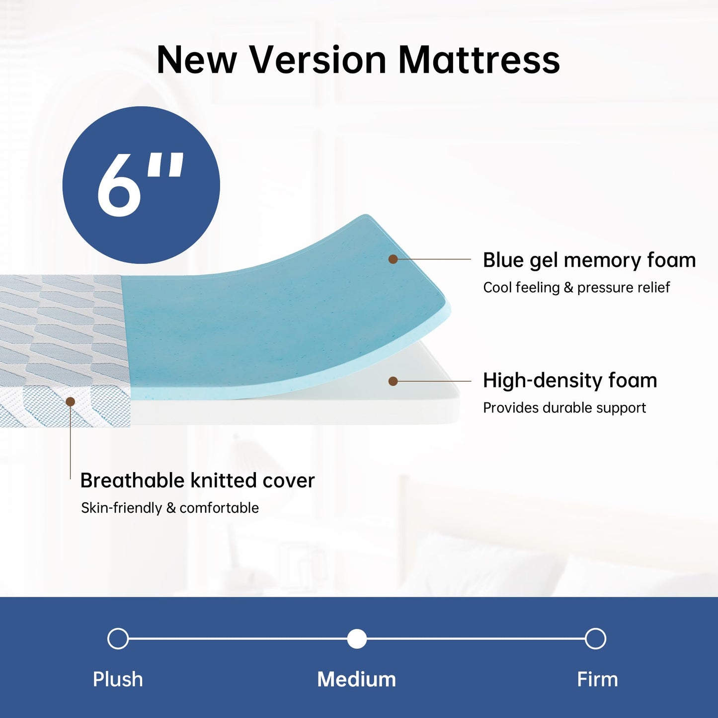 TFD Twin Size Mattress, 6 Inch Cooling Gel Memory Foam Mattress in a Box for Pressure Relief, No Fiberglass, Motion Isolation, Removable Washable Cover, Medium Firm, 75''L x 38''W