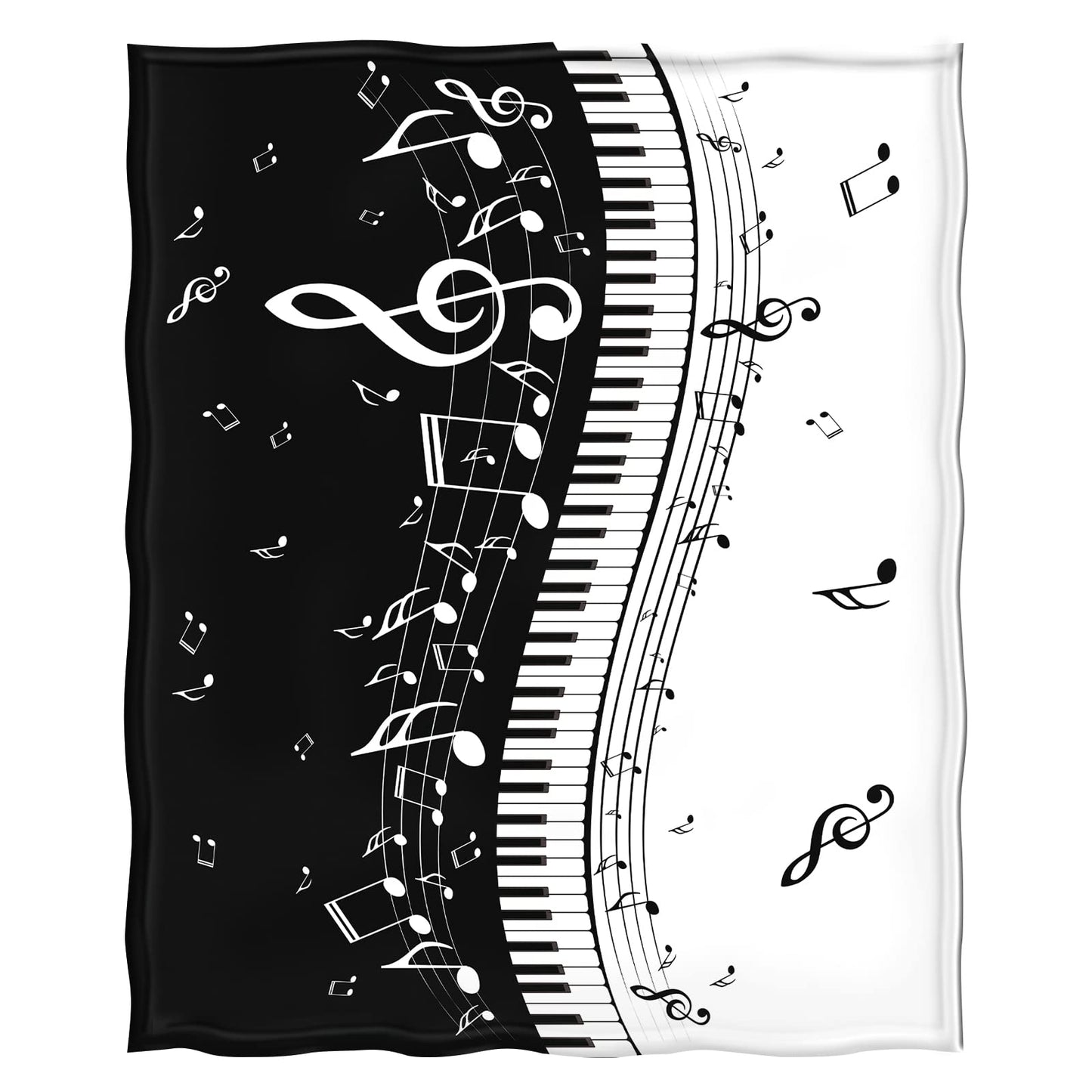 Levens Music Blanket Gifts for Women Girls Men 60"x50", Abstract Piano Music Note Decoration for Home Bedroom Living Room Chair Sofa, Soft Comfortable Lightweight Throw Blankets Black