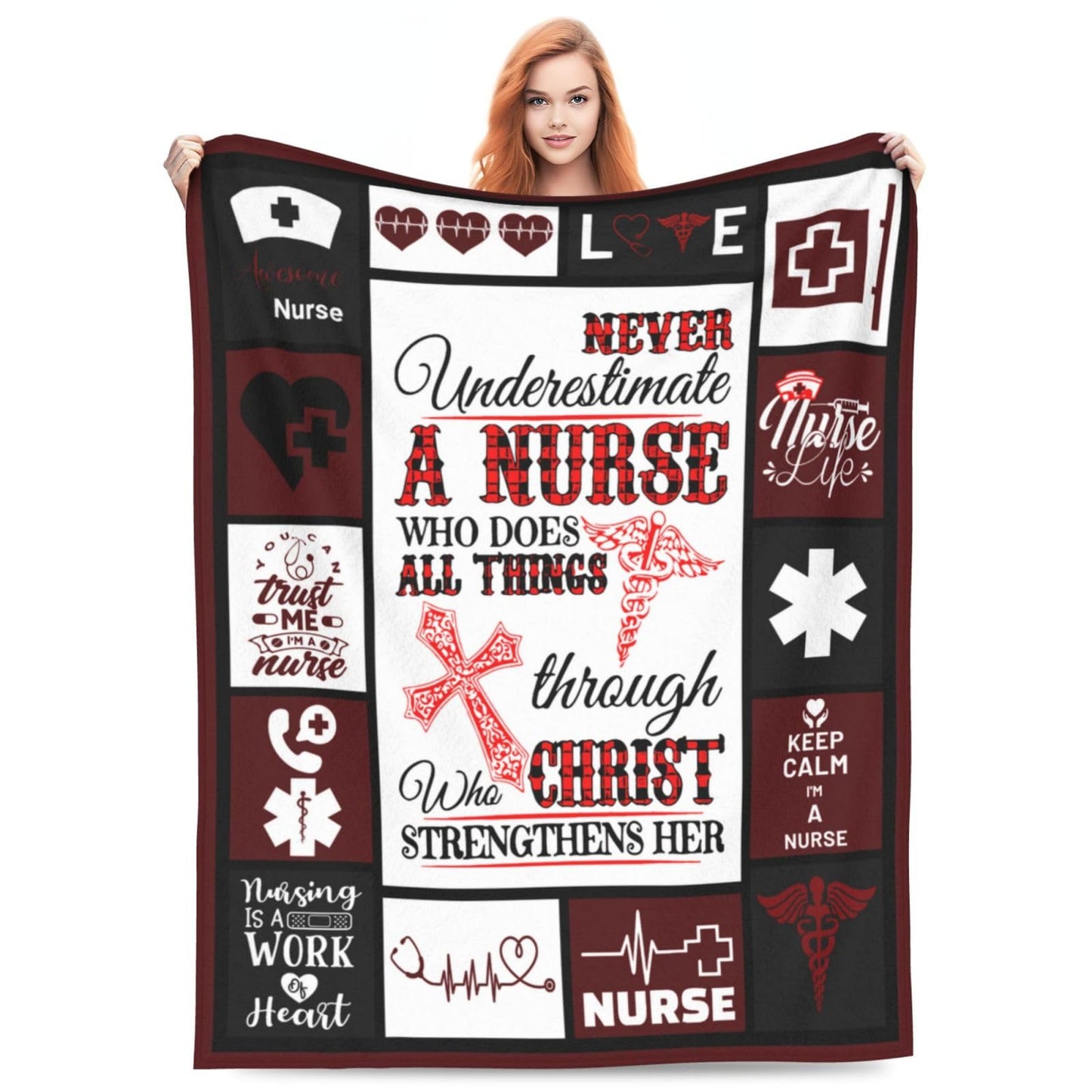 banonaty Nurse Gifts Nursing Throw Blanket Cozy Fleece Flannel Bedding LPN Rn Gifts for Women Female Girls Lover Adult Stuff Plush for Couch Sofa Bed Decor 40"X50"