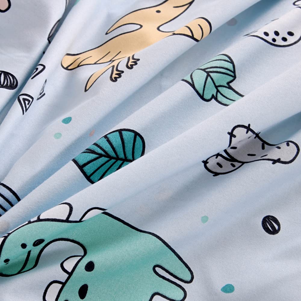 KWLOVER 2PC Soft Dino Pattern Bed Fitted Sheet and Pillowcases Set,Dinosaur Printed Sheets for Kids Full Size Bed