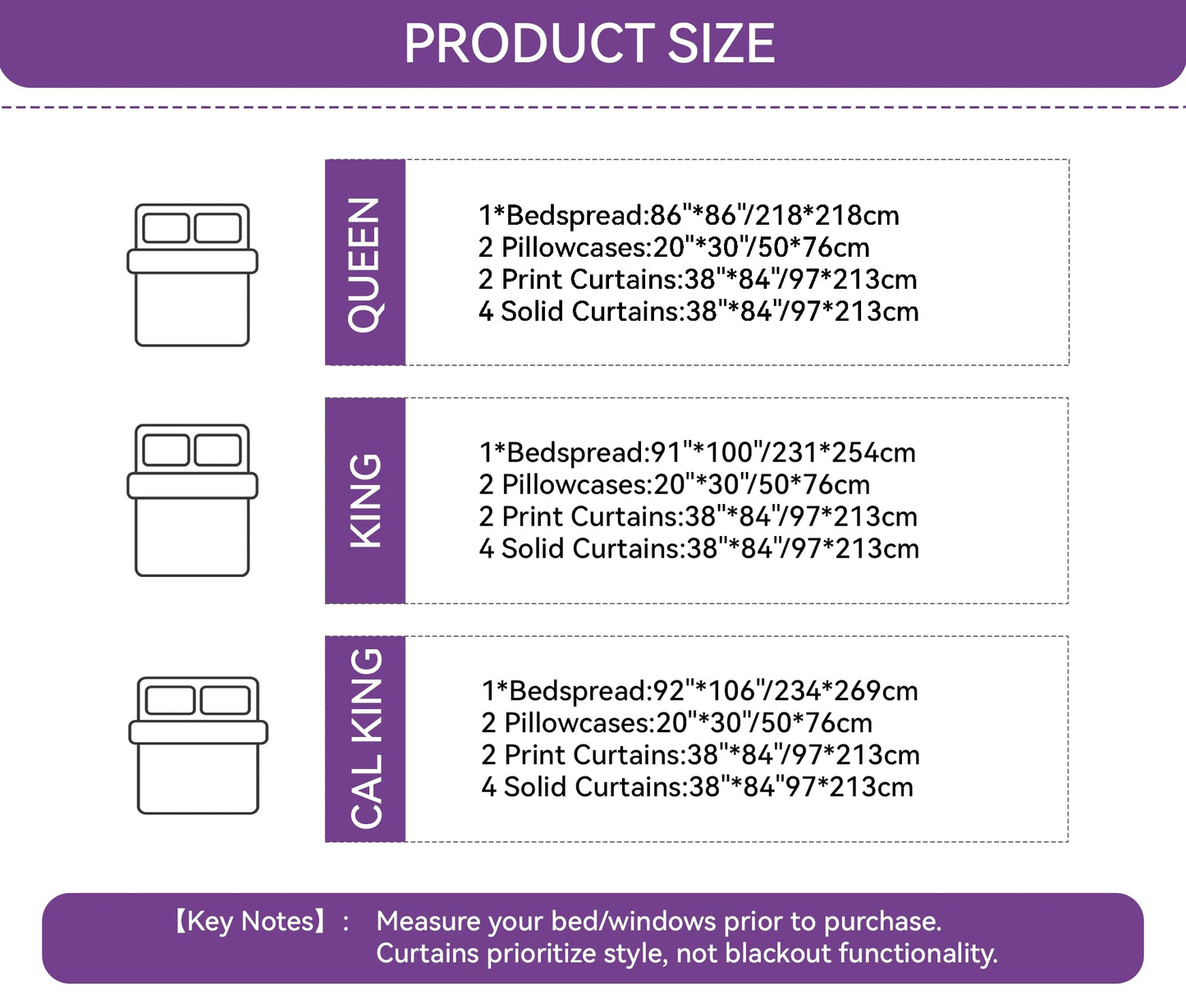 CozyCreatures Vintage Boho Purple White King Light Comforter Set, 9-Piece Bed in a Bag with Curtains, Brushed Microfiber Bedspread Set with Matching Curtains for Master Bedroom, Machine Washable