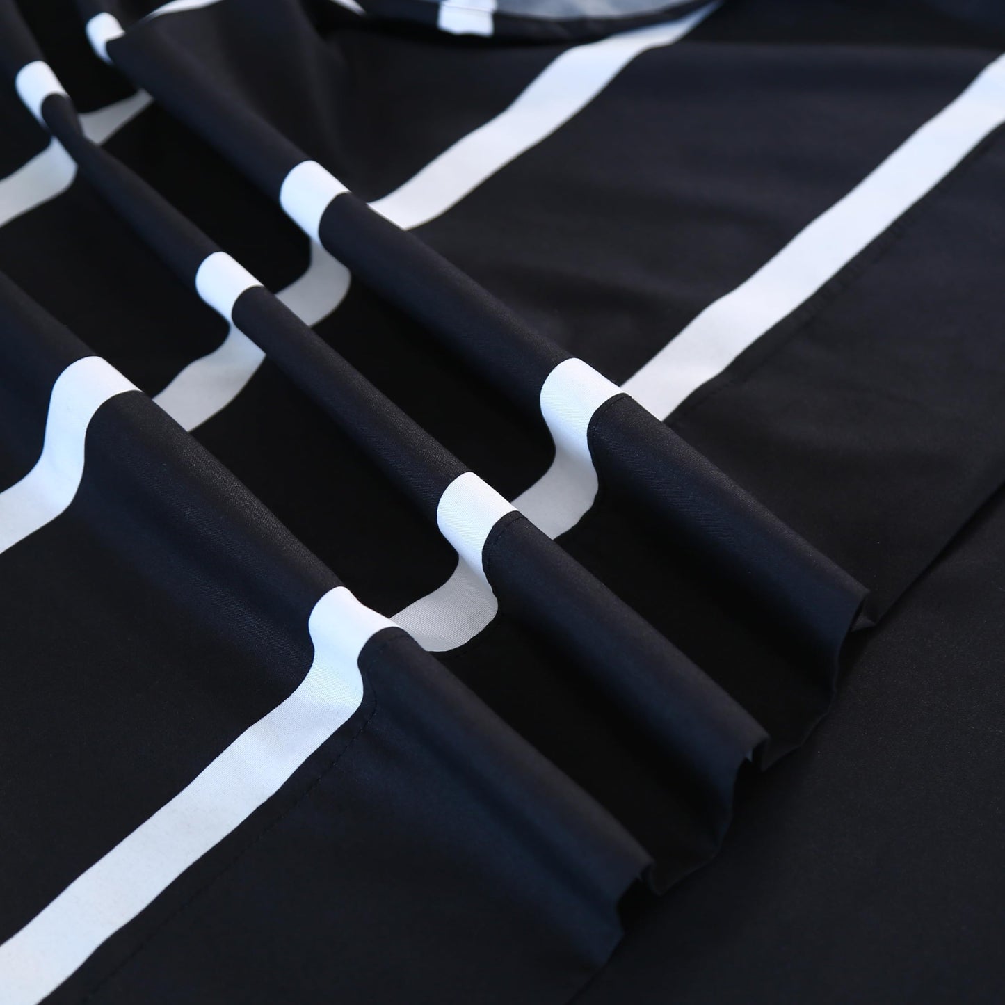 MAG 4Pcs Striped Queen Sheets Set,Black and White Microfiber Sheet Set Queen Size,Included 1 Fitted Sheet 14'' Deep Pocket+1 Flat Sheet+2 Pillowcases Soft and Breathable,Wrinkle and Fade Resistant.
