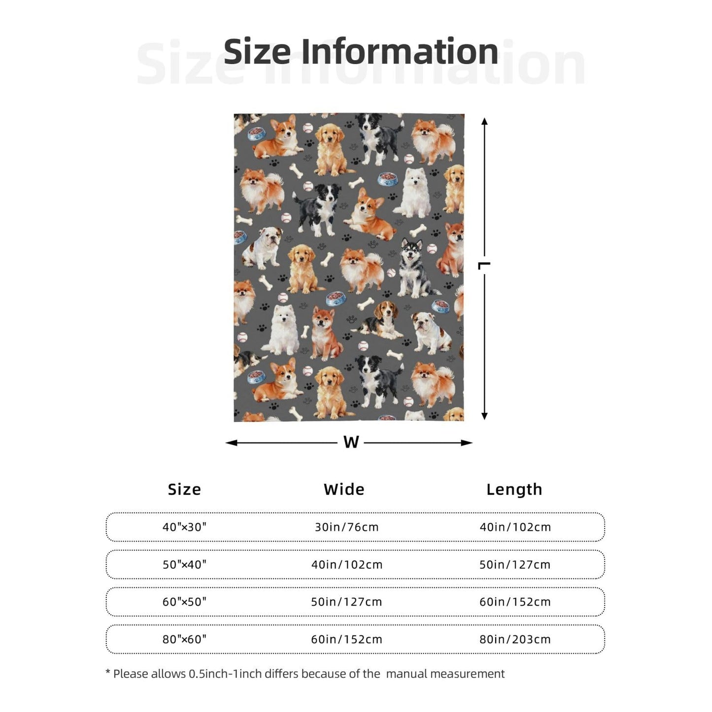 Cute Puppy Dog Blanket 50"x40" Dogs Blankets Soft Cozy Throws Warm Lightweight Plush Fleece Throw Blanket for Kids Men Women Gift Bed Couch Sofa