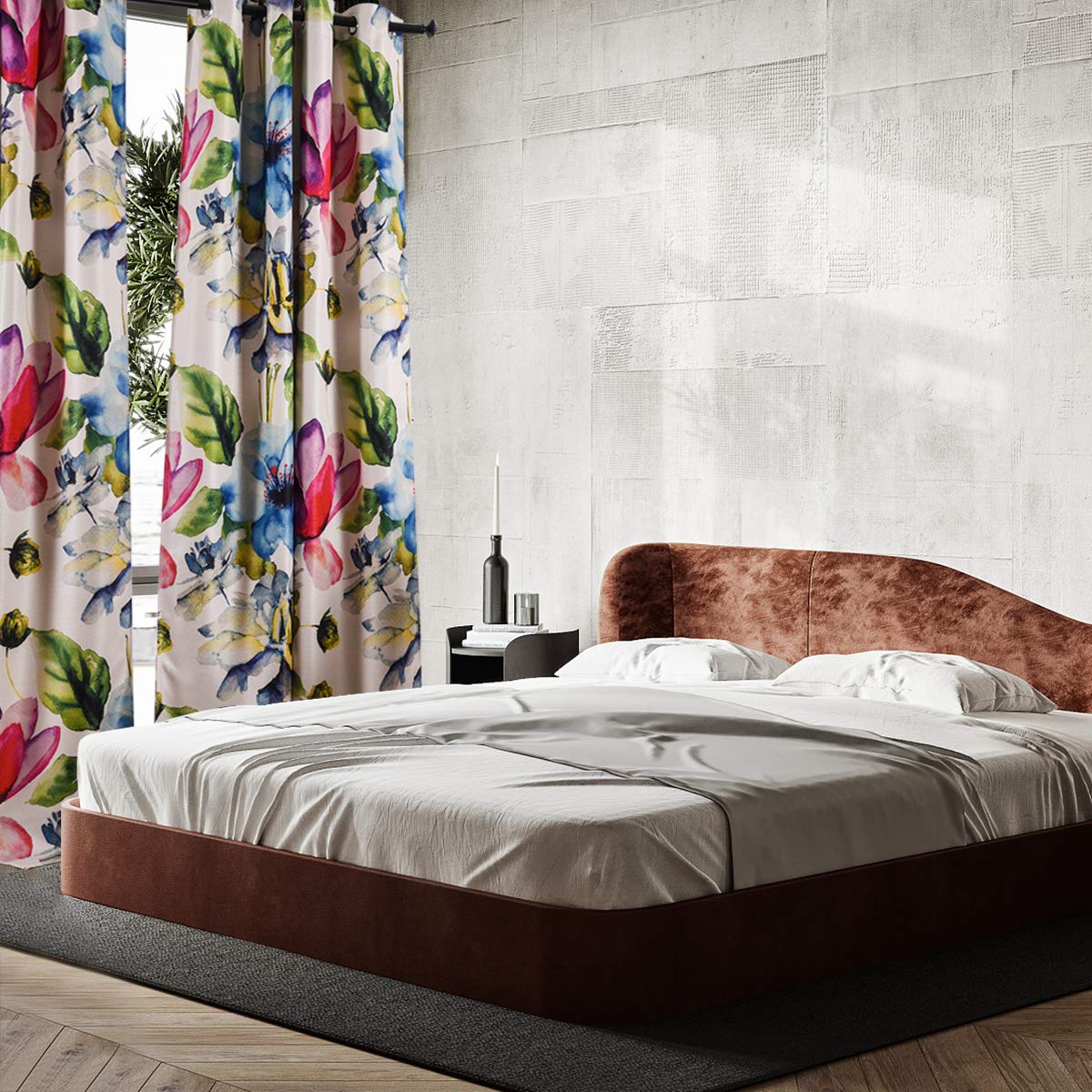 Taisier Home Stylish Living Elegant Abstract Colorful Curtains Printed,Colorful Flower Curtain Printed,Fashion Curtains 84 Inch Lenth for Bedroom(Floral Print Curtain 1 Piece)
